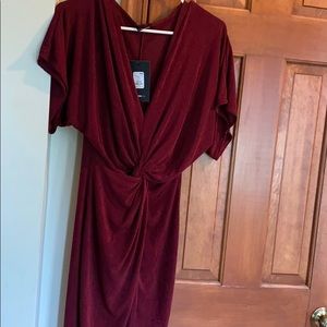 FashionNova Burgundy Full Gown Knot Dress